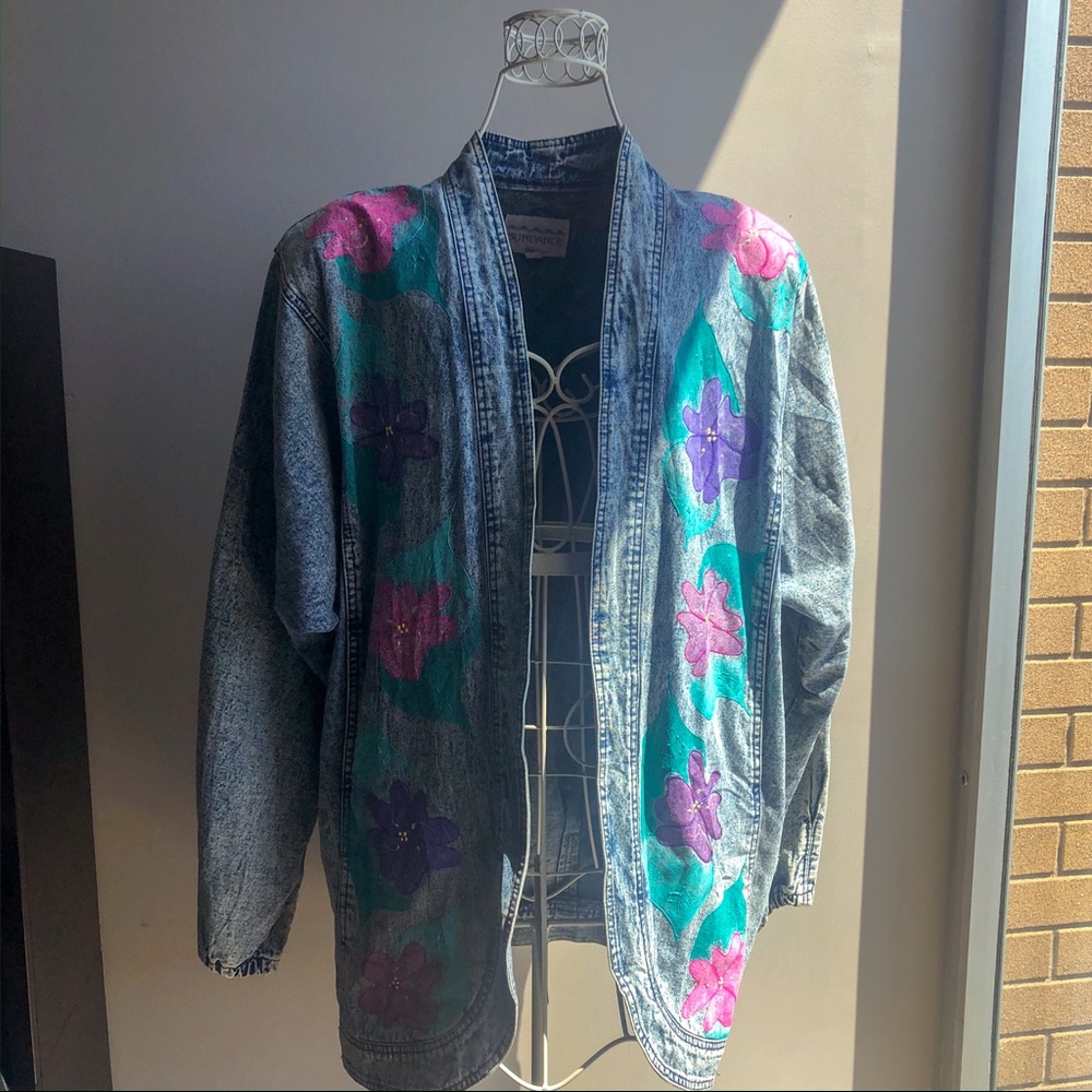 80’s VINTAGE Hand-painted Acid Wash Denim Jacket